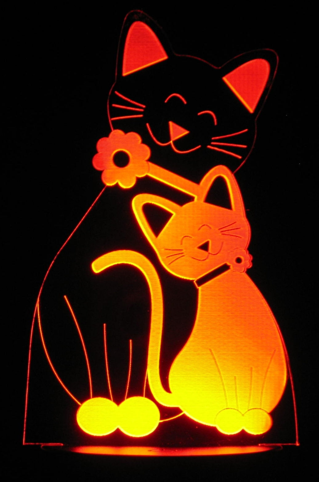 Cat & Kitten 3-D Optical Illusion Multicolored Light