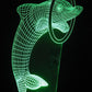 Dolphin with Ring or Ball 3-D Optical Illusion Multicolored Light