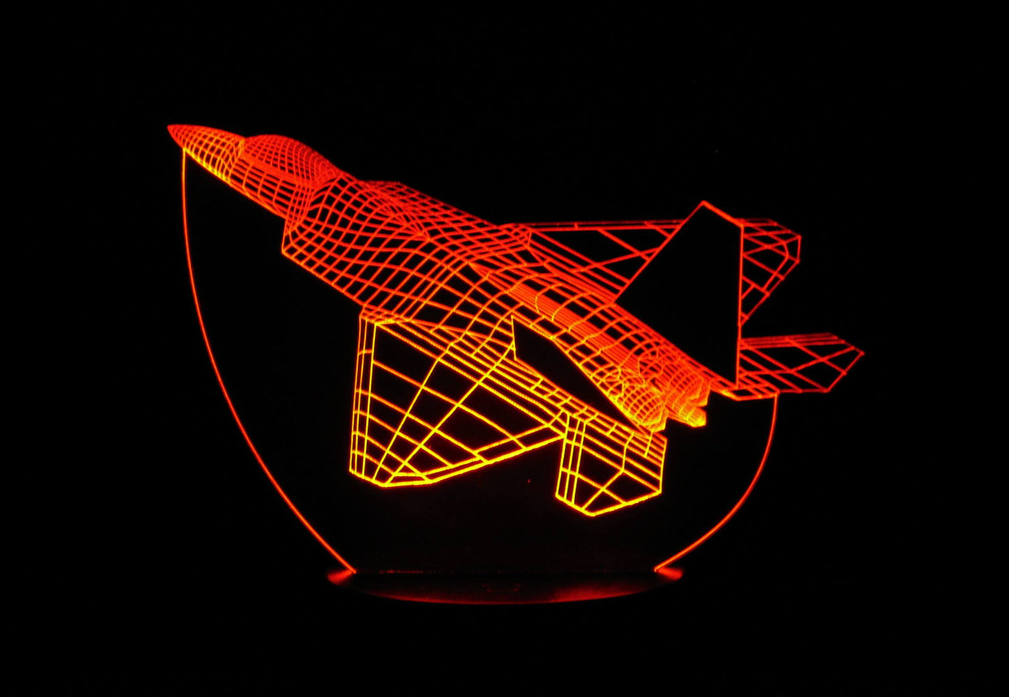 F-22 Raptor Fighter Jet 3-D Optical Illusion Multicolored LED Lamp