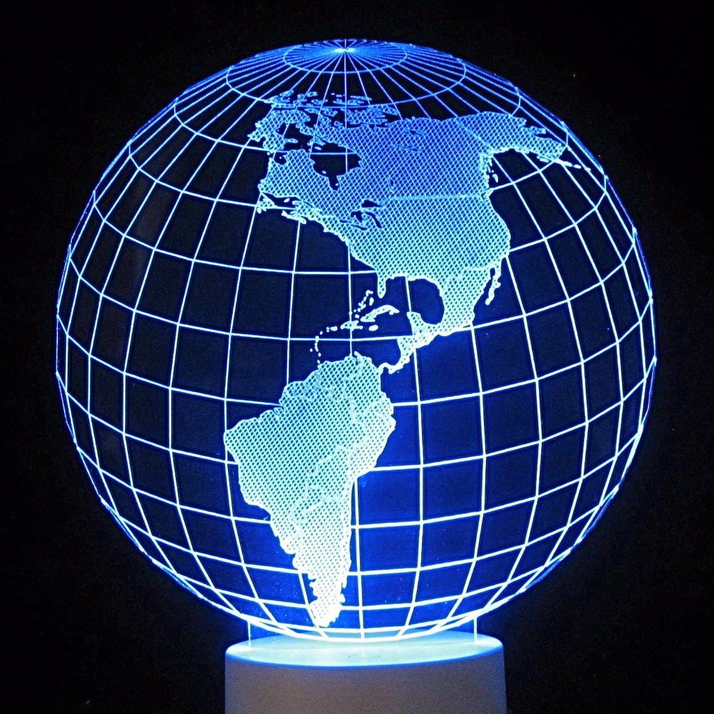 Globe North America 3-D Optical Illusion Multicolored Light