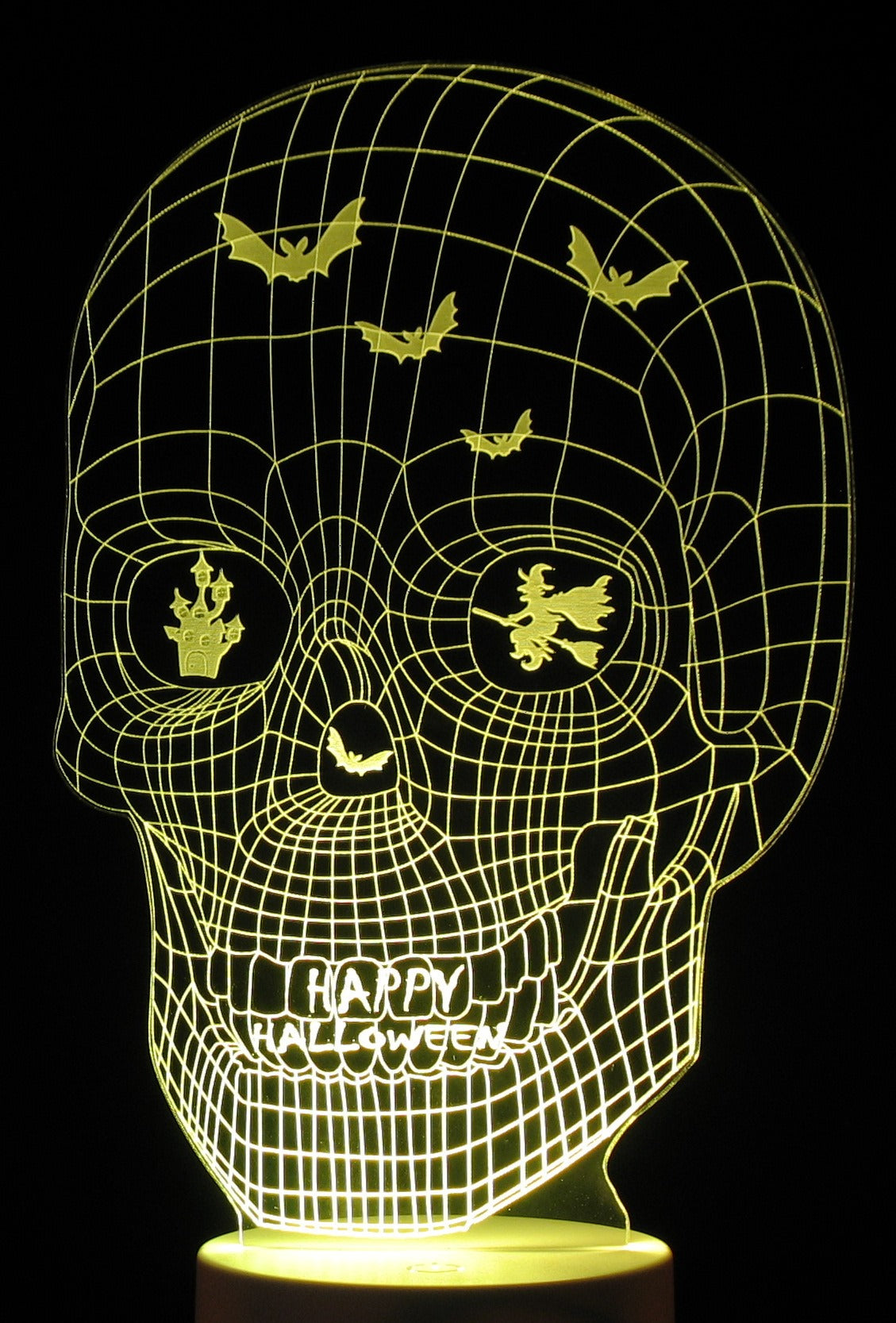 Halloween Image 3-D Optical Illusion Laser Cut with Multicolored LED Light