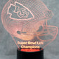 Kansas City Chiefs Football Helmet 3-D Optical Illusion Multicolored LED Lamp