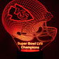 Kansas City Chiefs Football Helmet 3-D Optical Illusion Multicolored LED Lamp