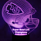 Kansas City Chiefs Football Helmet 3-D Optical Illusion Multicolored LED Lamp