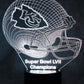 Kansas City Chiefs Football Helmet 3-D Optical Illusion Multicolored LED Lamp