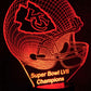 Kansas City Chiefs Football Helmet 3-D Optical Illusion Multicolored LED Lamp