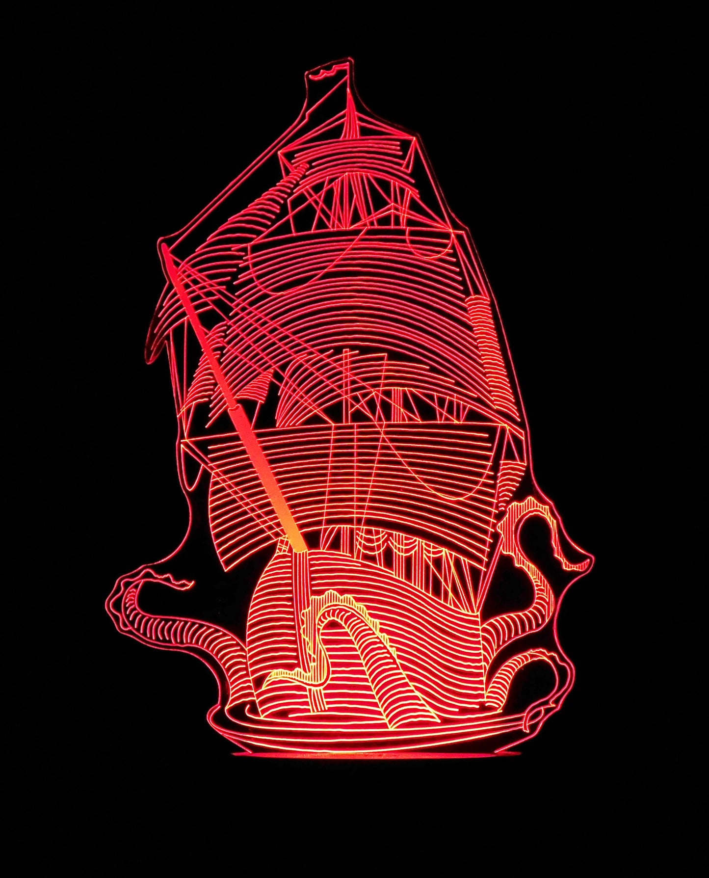 Kraken and Ship LED Desk, Table, Night Lamp