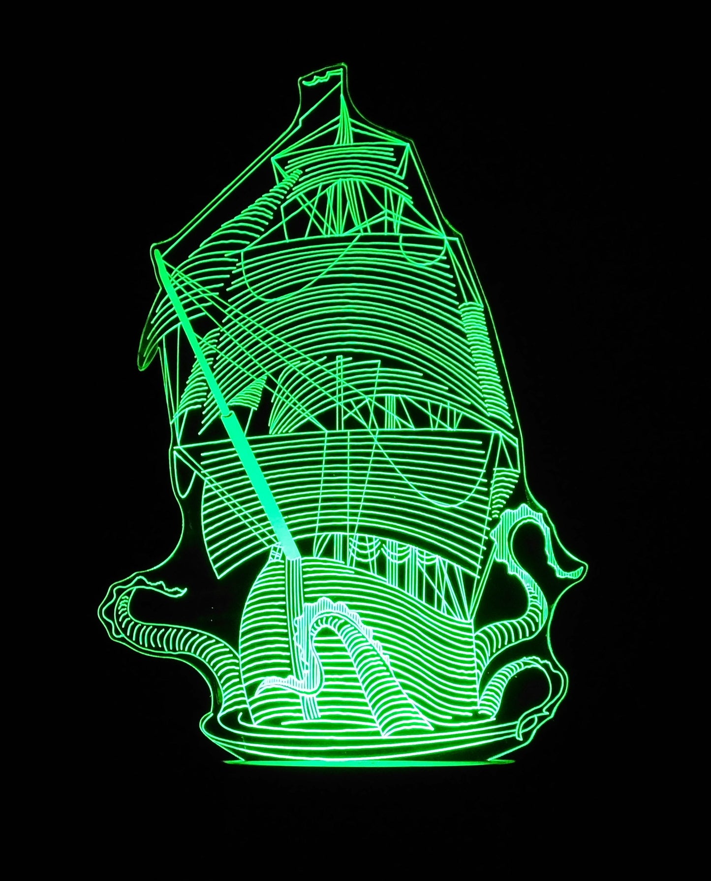 Kraken and Ship LED Desk, Table, Night Lamp