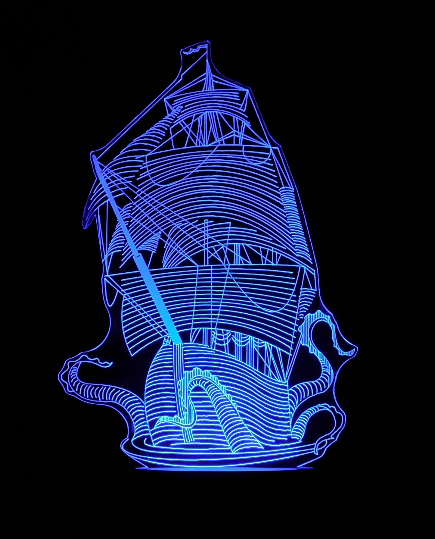 Kraken and Ship LED Desk, Table, Night Lamp