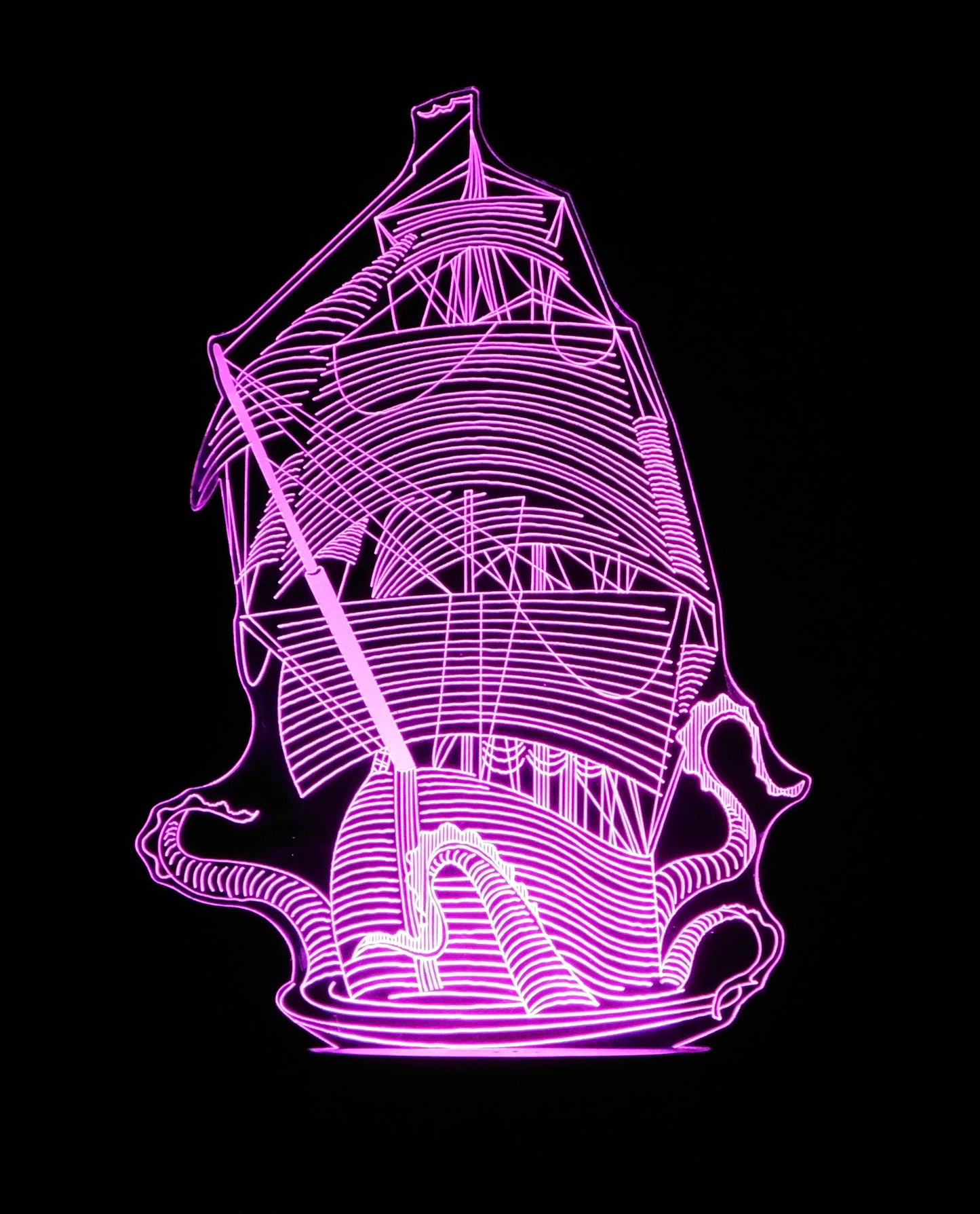 Kraken and Ship LED Desk, Table, Night Lamp