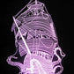 Kraken and Ship LED Desk, Table, Night Lamp