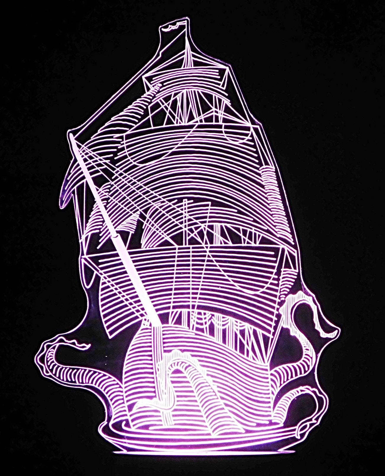 Kraken and Ship LED Desk, Table, Night Lamp