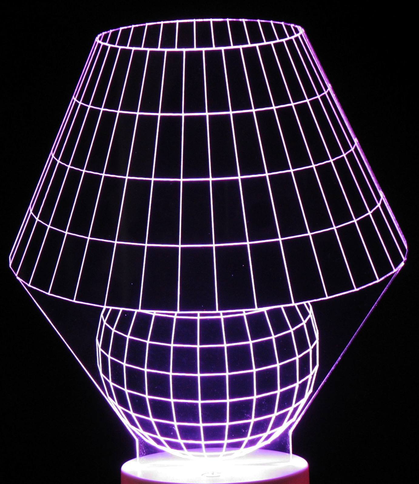 Table Lamp Artwork 3-D Optical Illusion Multicolored Lamp