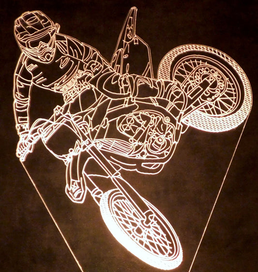 MotoCross Rider 3-D Optical Illusion Multicolored LED Lamp