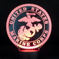 Marines Logo 3-D Optical Illusion Multicolored LED Lamp