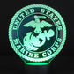 Marines Logo 3-D Optical Illusion Multicolored LED Lamp