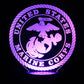 Marines Logo 3-D Optical Illusion Multicolored LED Lamp