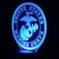 Marines Logo 3-D Optical Illusion Multicolored LED Lamp