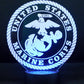 Marines Logo 3-D Optical Illusion Multicolored LED Lamp