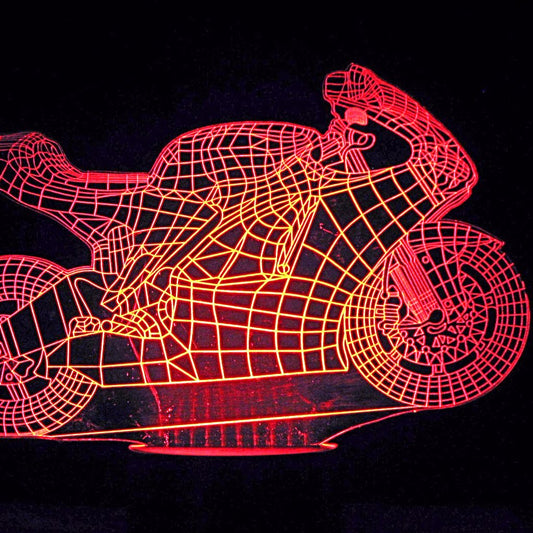 Motorcycle Street Bike  3-D Optical Illusion Multicolored LED Lamp