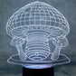 Mushroom 3-D Optical Illusion Multicolored Light