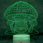 Mushroom 3-D Optical Illusion Multicolored Light
