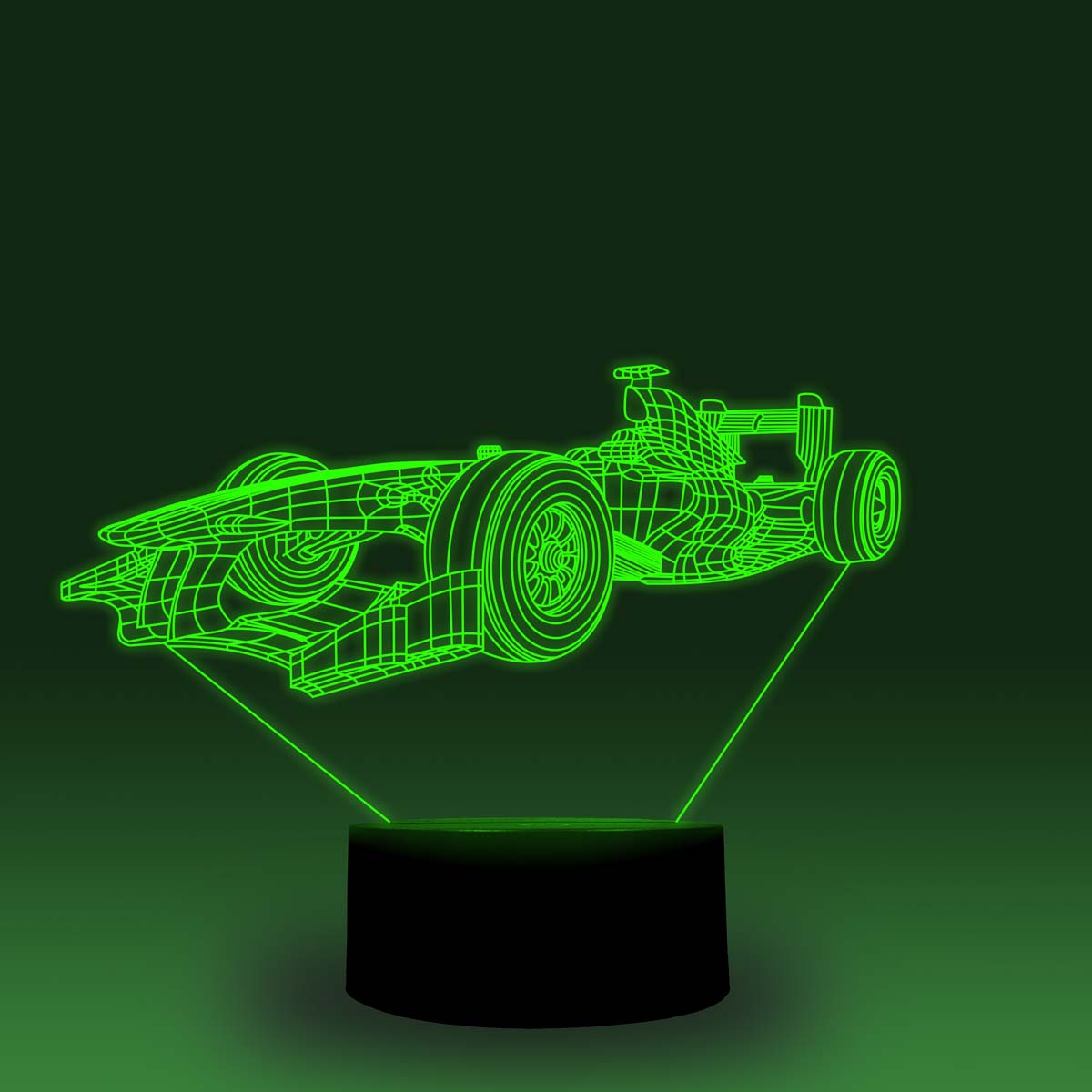 Formula E Race Car 3-D Optical Illusion Multicolored Light
