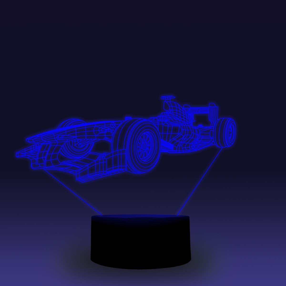 Formula E Race Car 3-D Optical Illusion Multicolored Light