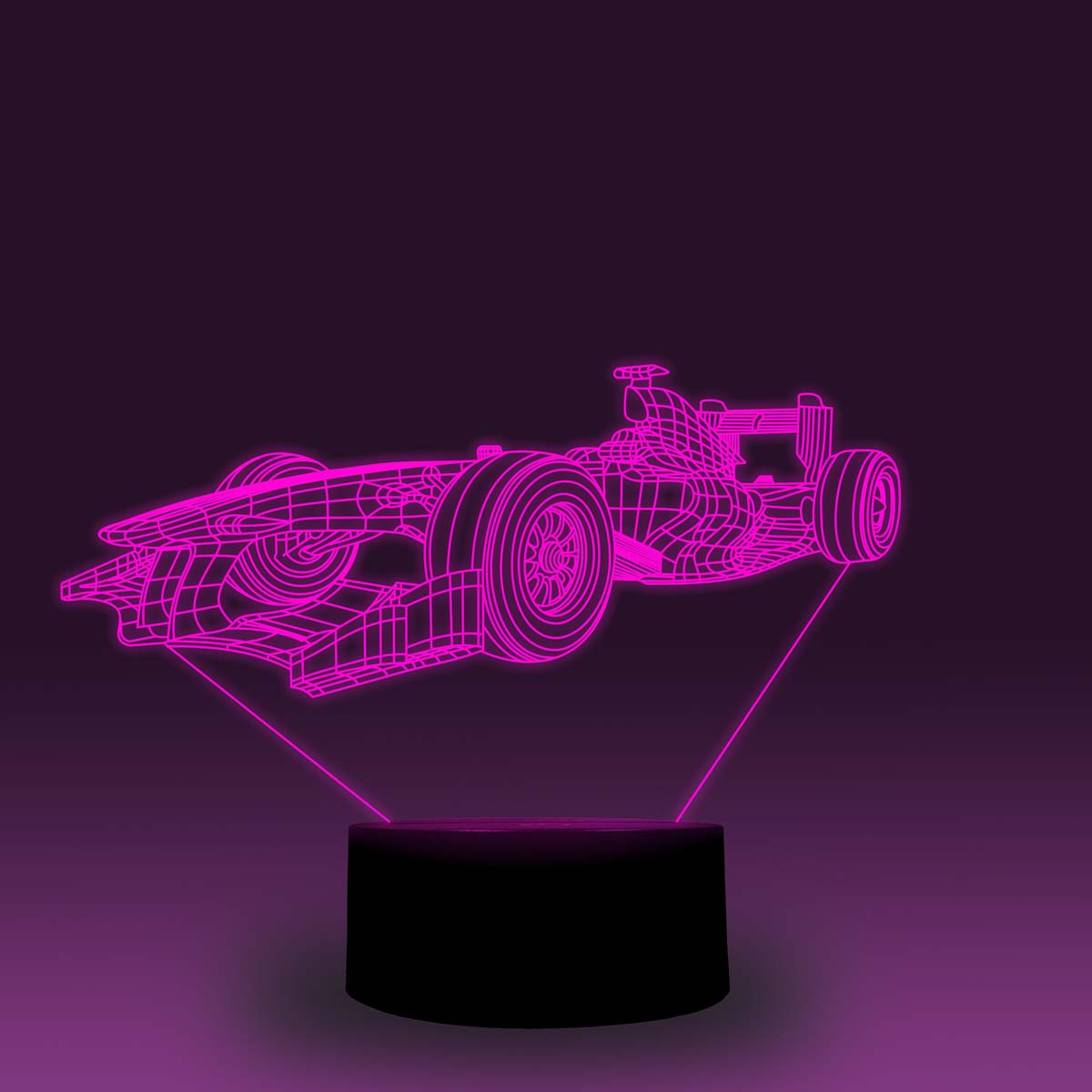 Formula E Race Car 3-D Optical Illusion Multicolored Light