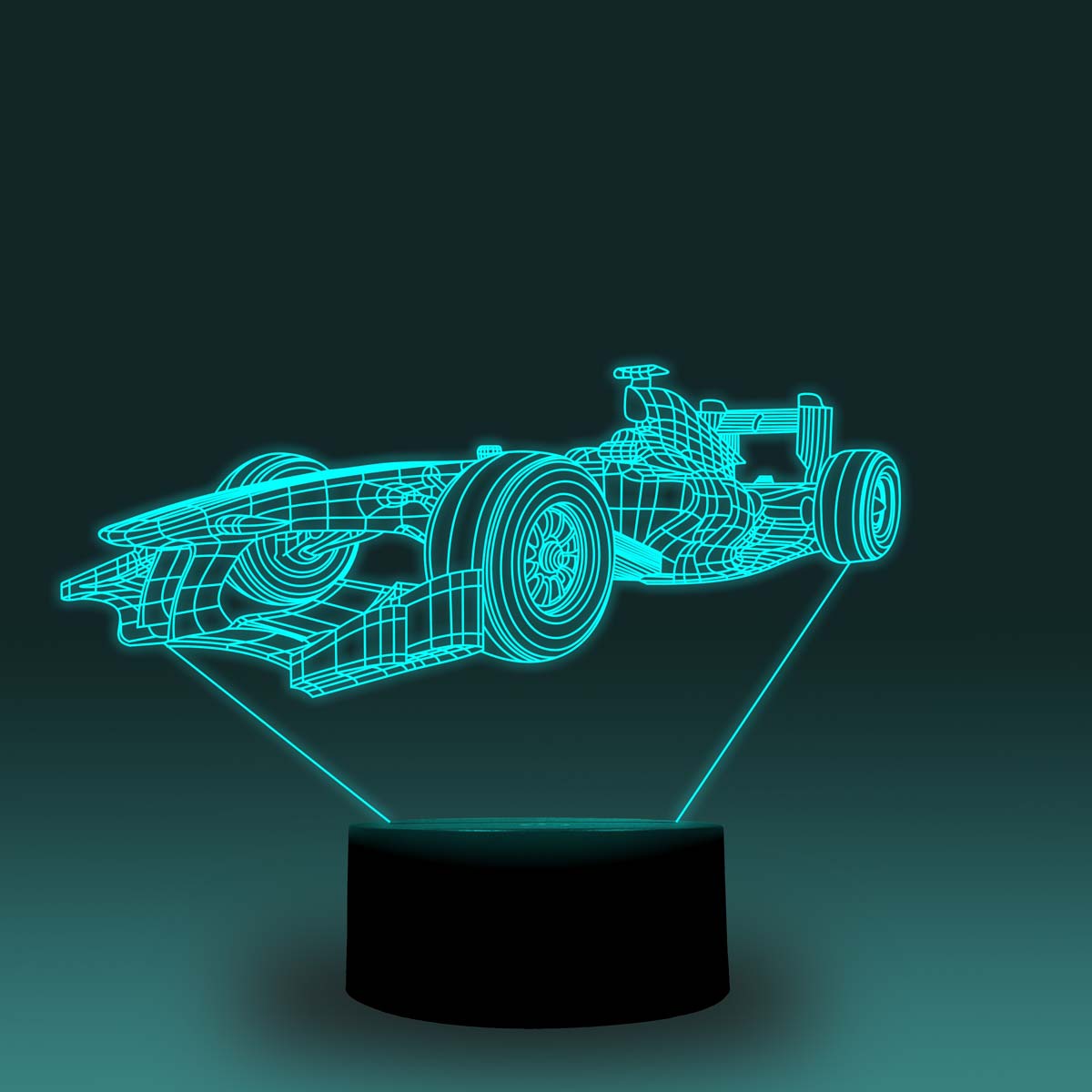 Formula E Race Car 3-D Optical Illusion Multicolored Light