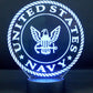 Navy Logo 3-D Optical Illusion Multicolored LED Lamp