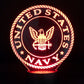Navy Logo 3-D Optical Illusion Multicolored LED Lamp