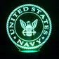 Navy Logo 3-D Optical Illusion Multicolored LED Lamp