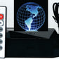 Globe North America 3-D Optical Illusion Multicolored Light