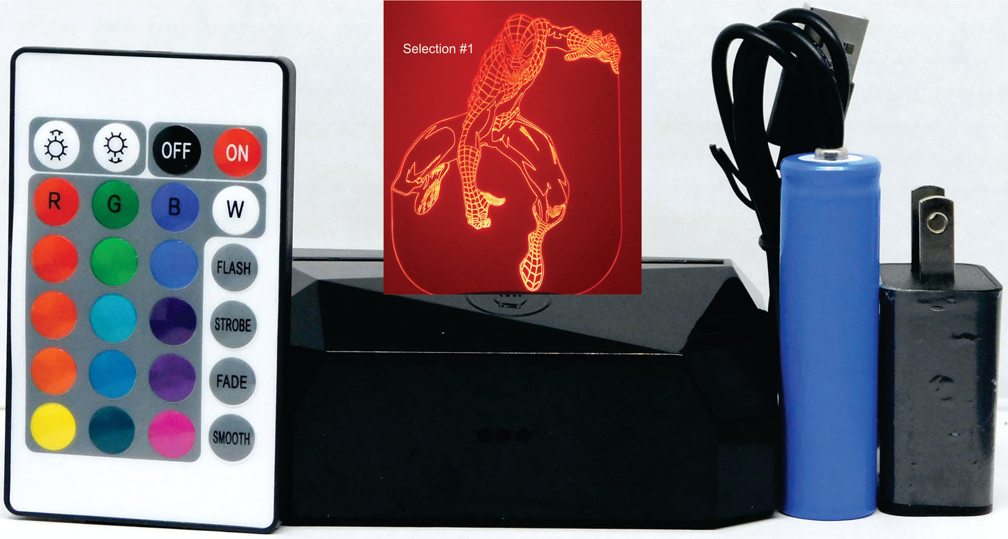 Spiderman Selection 3-D Optical Illusion Multicolored Lamp