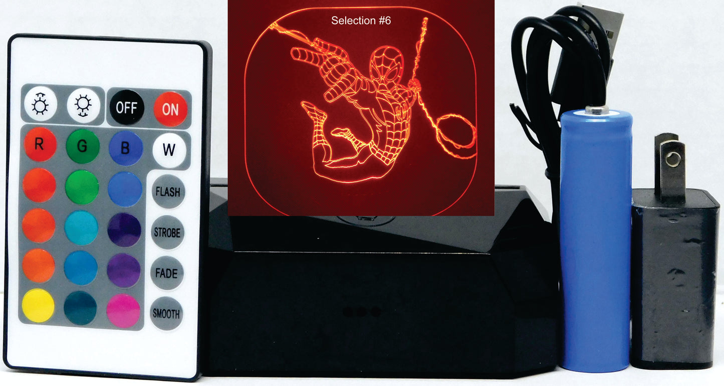Spiderman Selection 3-D Optical Illusion Multicolored Lamp