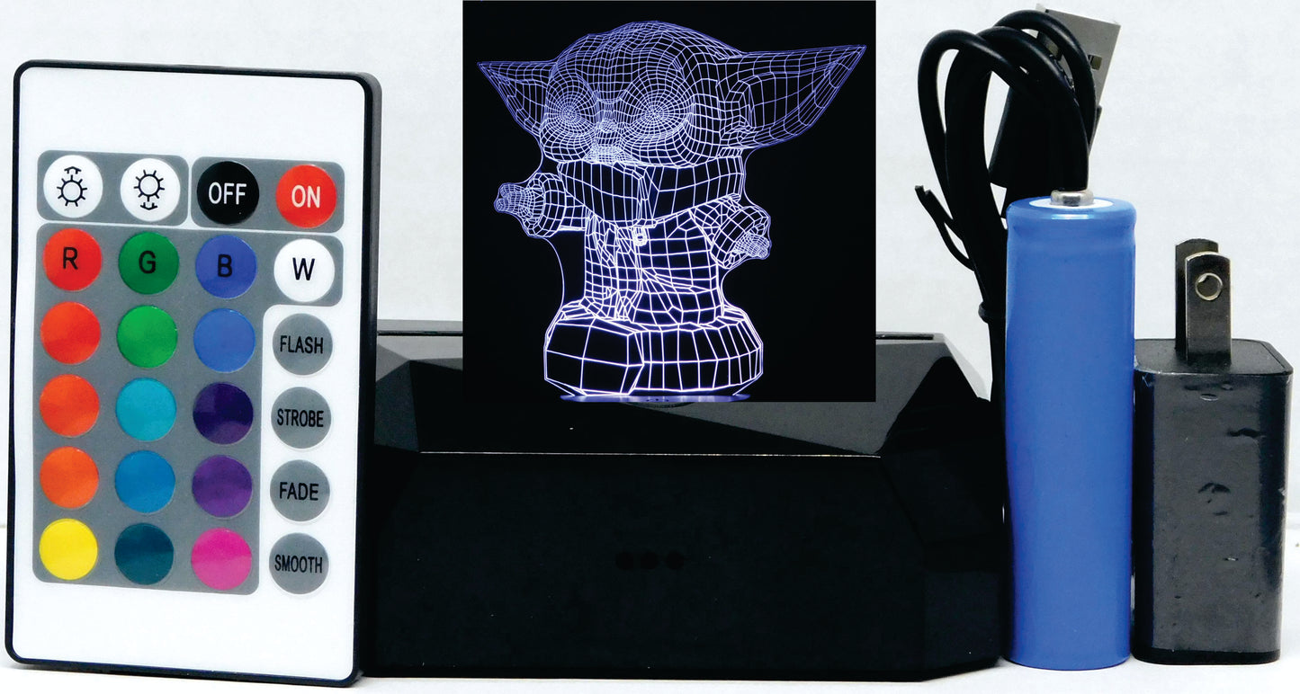 Baby Yoda Standing 3-D Optical Illusion LED Multicolor Lamp