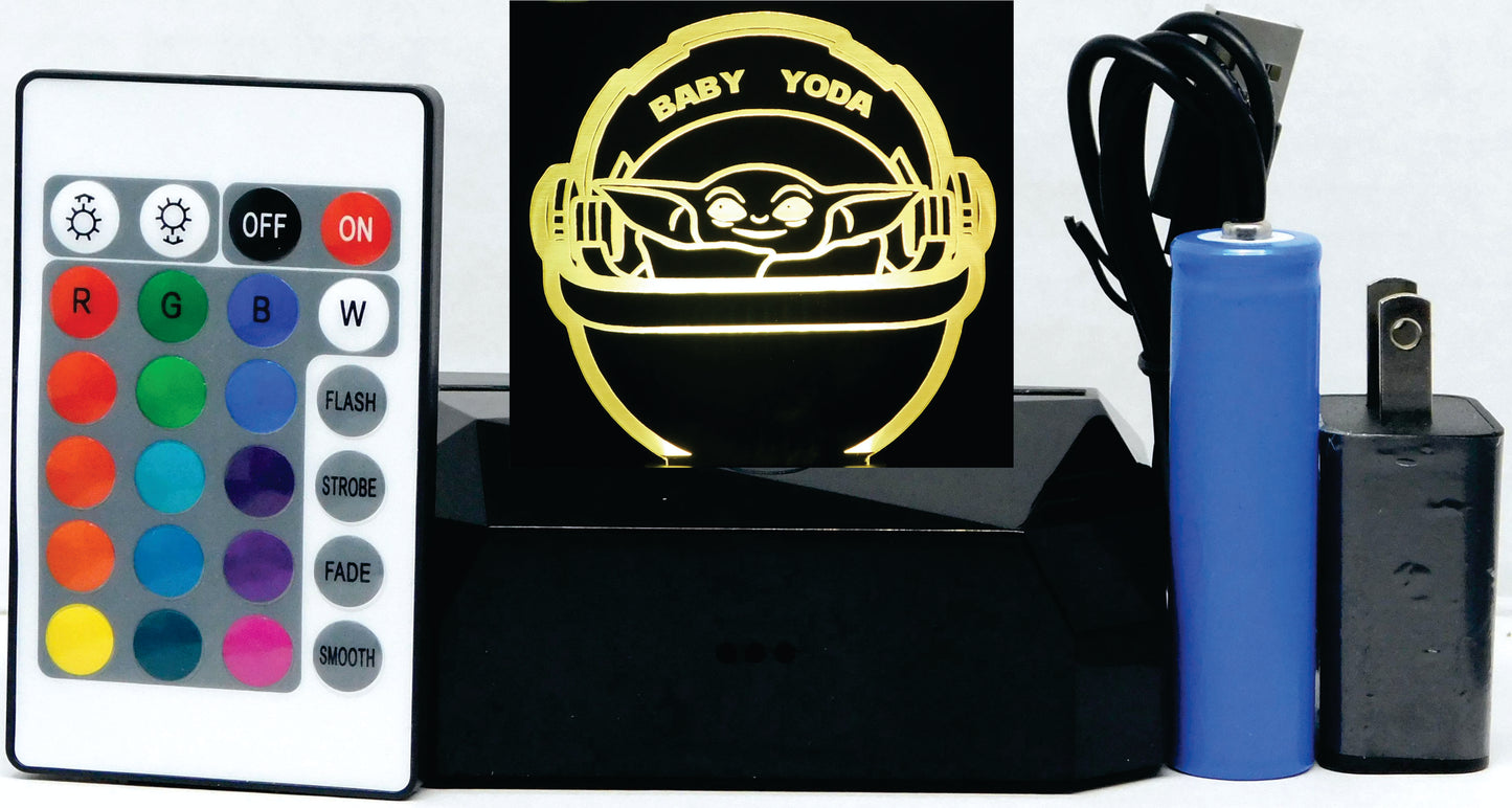 Baby Yoda 3-D Optical Illusion LED Multicolor Lamp