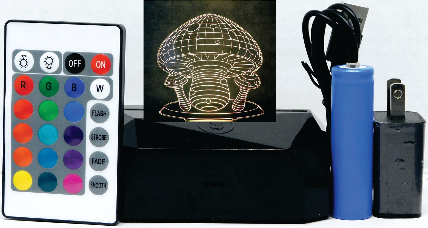 Mushroom 3-D Optical Illusion Multicolored Light