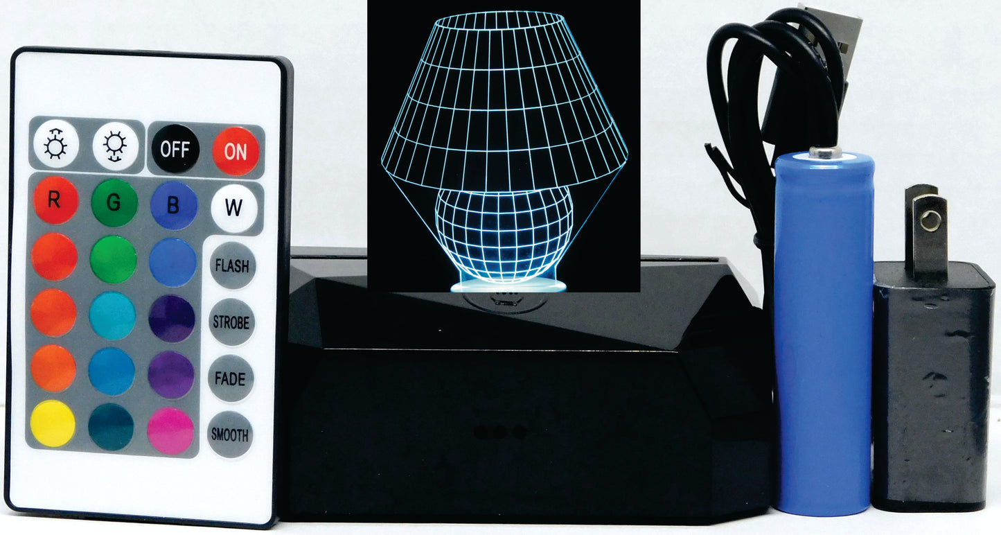 Table Lamp Artwork 3-D Optical Illusion Multicolored Lamp
