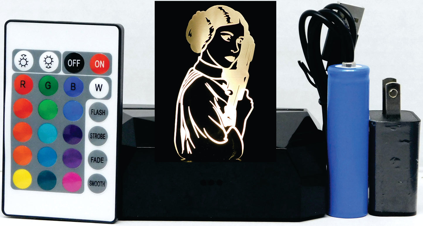 Princess Leia 3-D Optical Illusion LED Desk, Table, Night Lamp