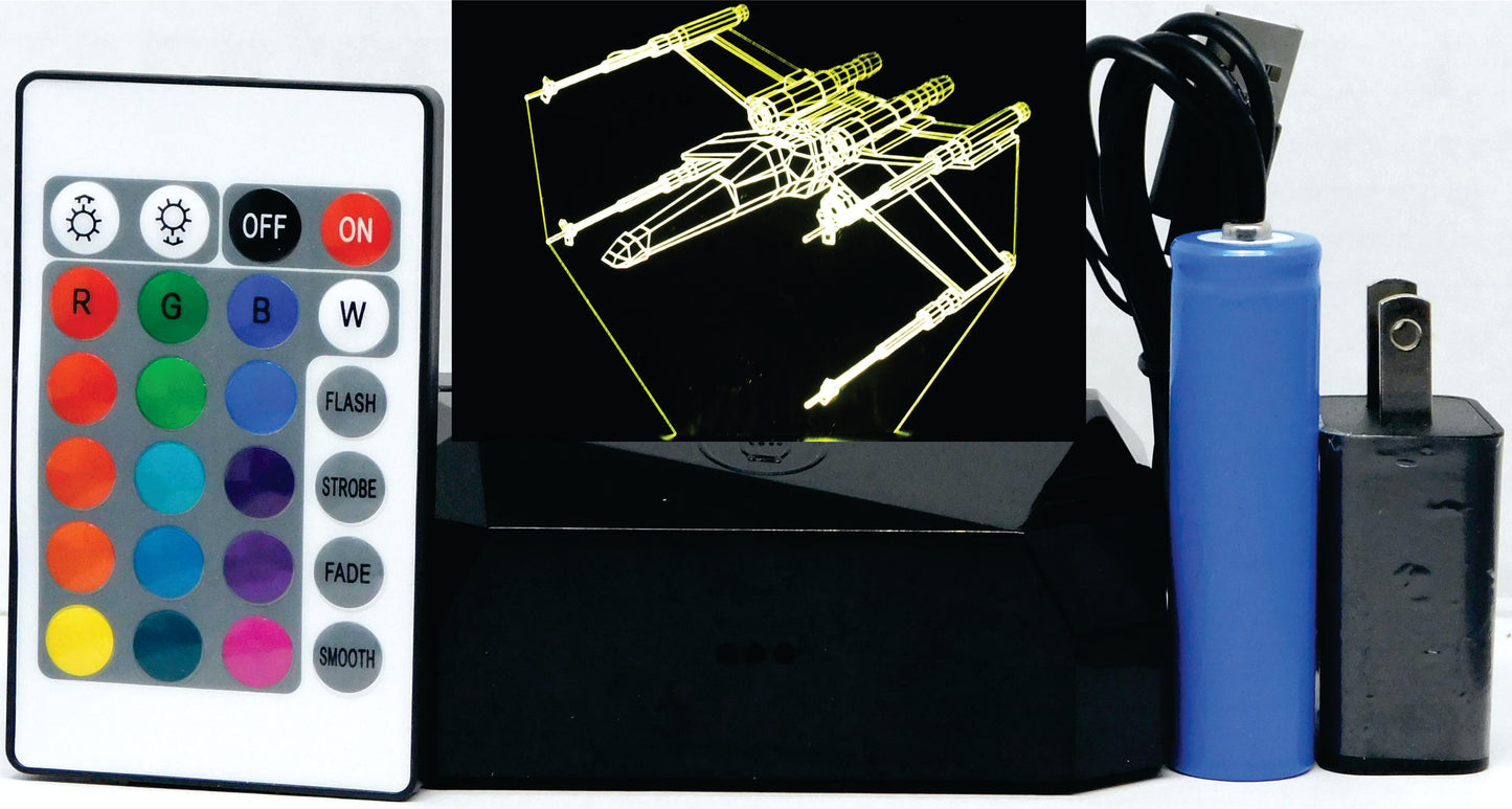 X-Wing Fighter 3-D Optical Illusion Multicolored Light