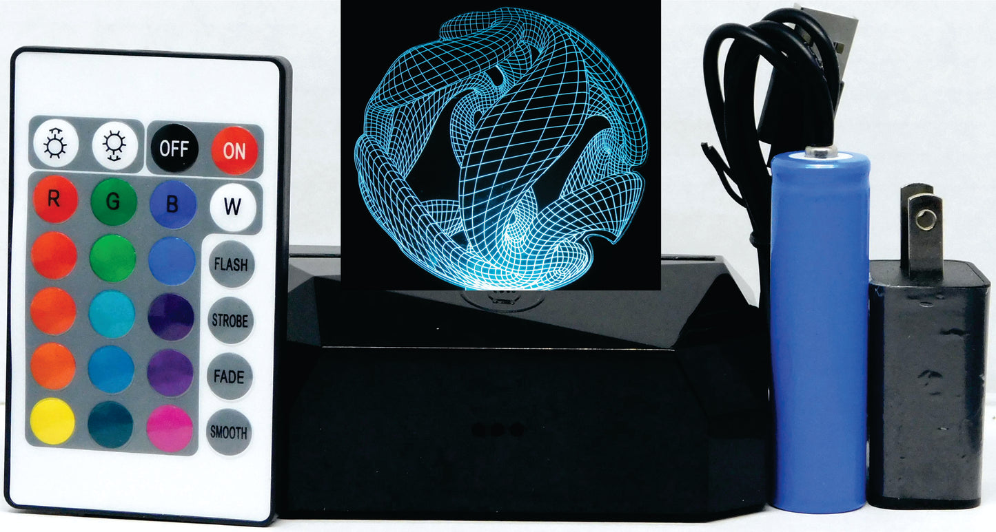 Twisted Ball 3-D Optical Illusion Multicolored Lamp