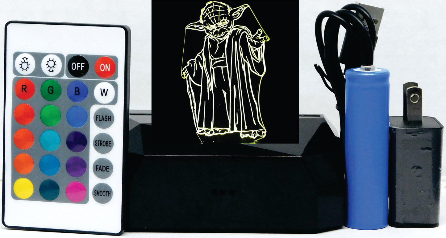 Yoda 3-D Optical Illusion Multicolored Light