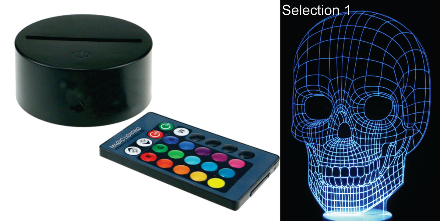 Halloween Image 3-D Optical Illusion Laser Cut with Multicolored LED Light