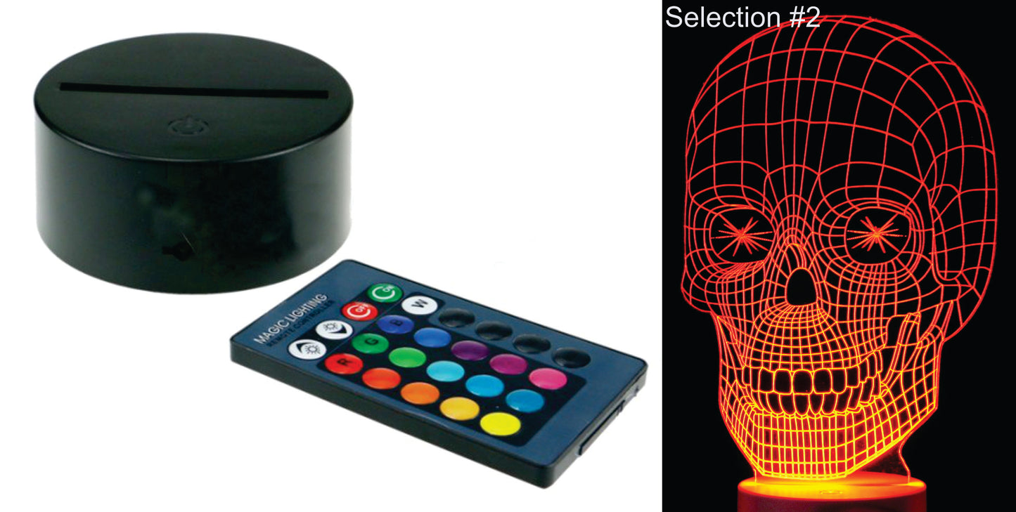 Halloween Image 3-D Optical Illusion Laser Cut with Multicolored LED Light