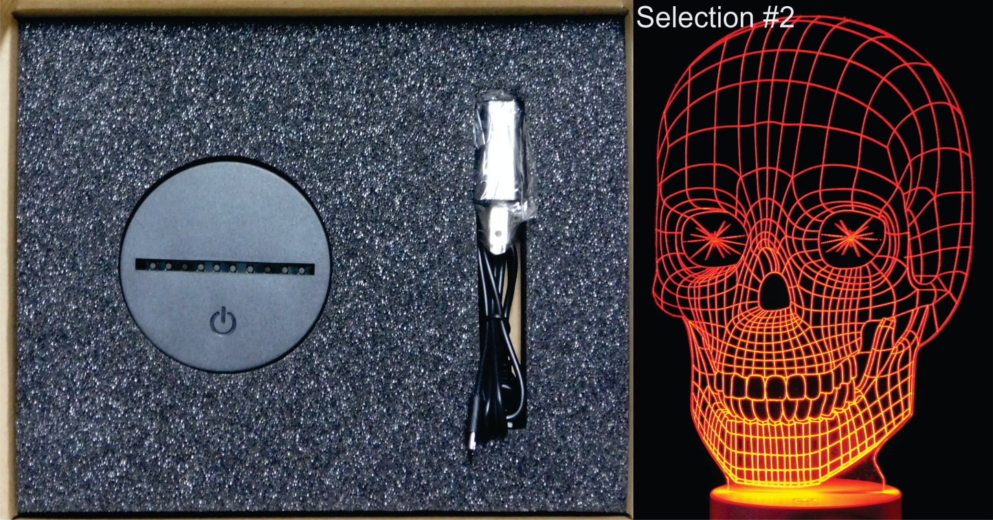 Halloween Image 3-D Optical Illusion Laser Cut with Multicolored LED Light