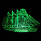 Sailing Ship 3-D Optical Illusion LED Desk, Table, Night Lamp
