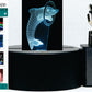 Dolphin with Ring or Ball 3-D Optical Illusion Multicolored Light