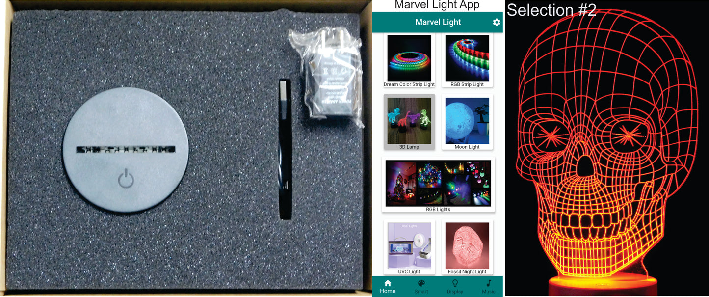 Halloween Image 3-D Optical Illusion Laser Cut with Multicolored LED Light